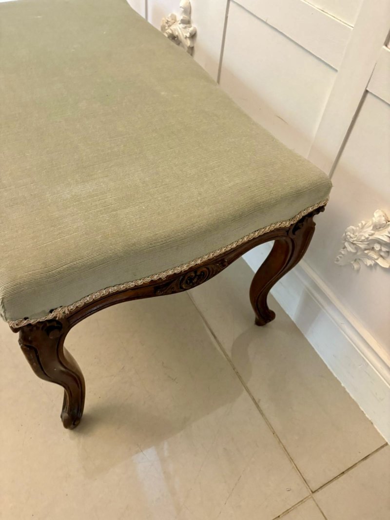 Large Antique Victorian Quality Carved Walnut Stool